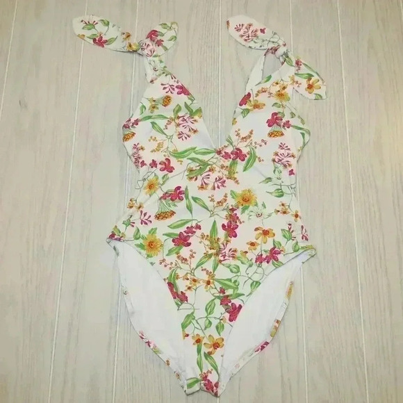 Aqua Womens One Piece Floral Swimsuit Size Small - Picture 3 of 12